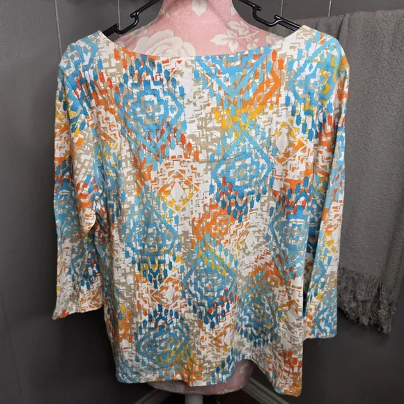 Ruby Rd. Multicolor Geometric Blouse - Picture 5 of 6
